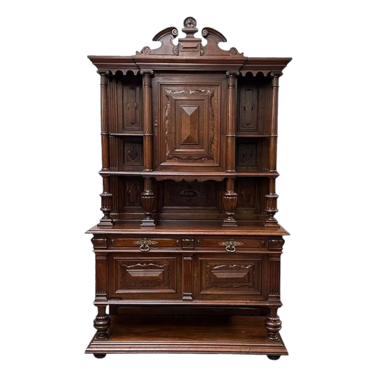 Antique French Henry II Style Walnut Court Cabinet, c.1880