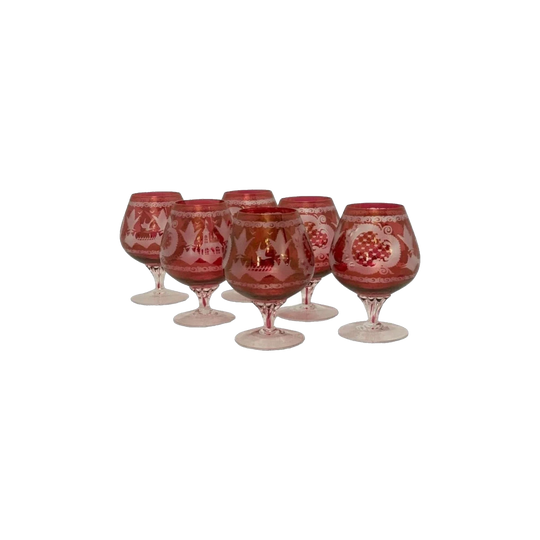 Set of Six Ruby Glasses