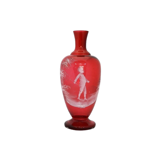 Victorian Ruby Mary Gregory Vase, c. 1880