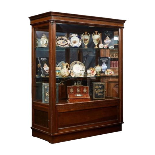 Edwardian Mahogany Four-Door Display Cabinet with Mirrored Back and Inserted LED Lighting, c.1910