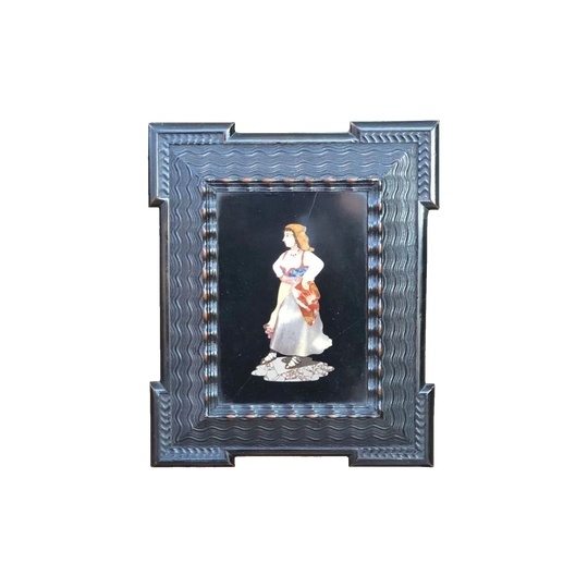 19th-Century Italian Pietra Dura Framed Lady Plaque, c.1870