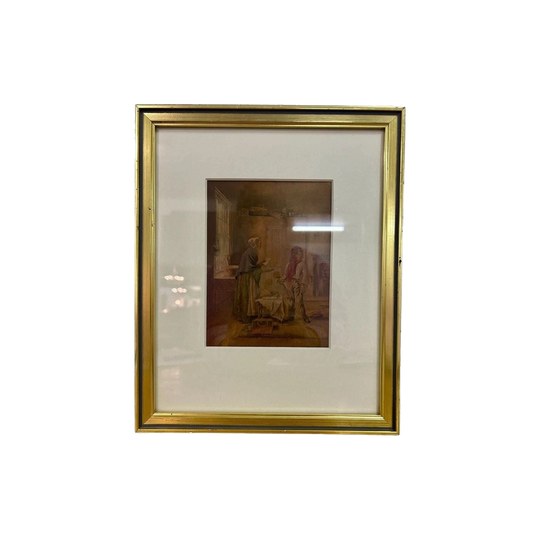Antique ‘Short Change’ Colour Engraving Block Print by J. Collinson; Engraved, Printed & Published by George Baxter, 1856 – Framed