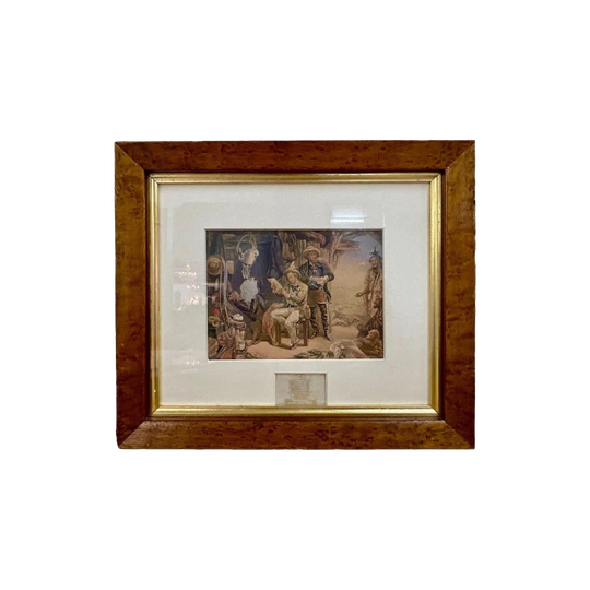 Australia News From Home, Colour Engraved Print by George Baxter after H.S. Melville, 1853 – Burl Walnut Frame