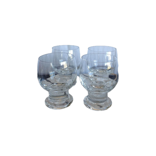 Clear Glass solid stem footed cocktail glasses. Set of 4