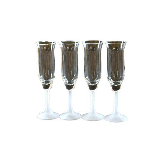 Frosted White Stemmed Champagne Glasses. Set of 4