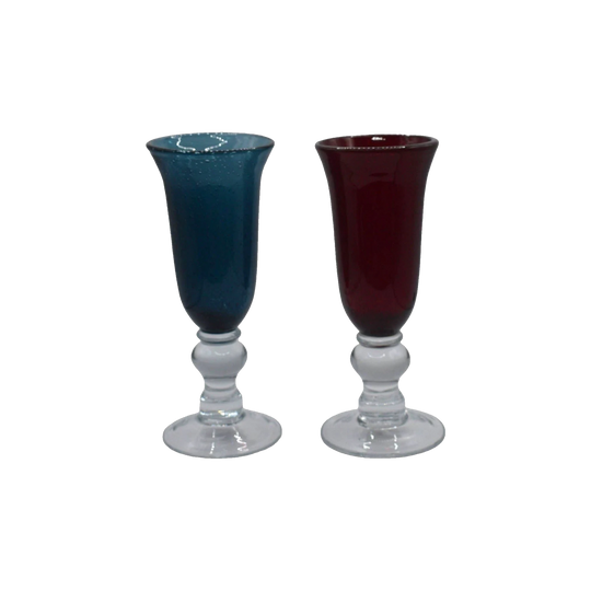 Mexican Style hand blown Champagne Flutes. Water Goblets. Cocktail Glasses, Set of 2