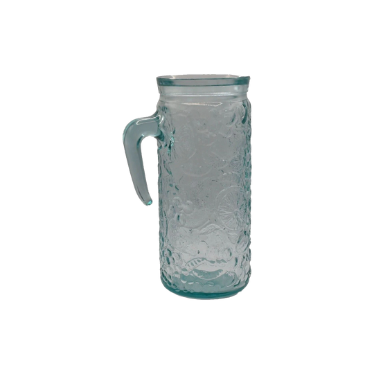 Vetreria Etrusca Green Embossed Fruit Pattern Pitcher.