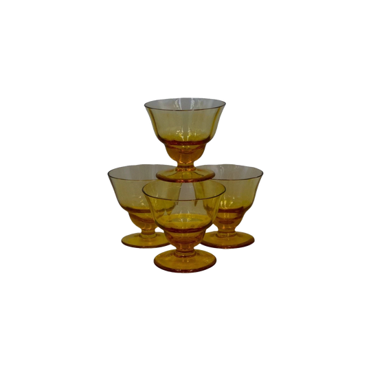 Vintage Amber Shot/Liqueur Glasses x 4