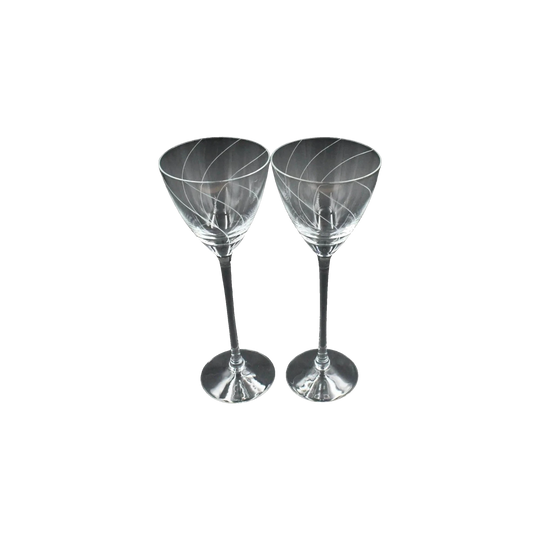 Delicate Fine Swirl Design Crystal Glasses x 2