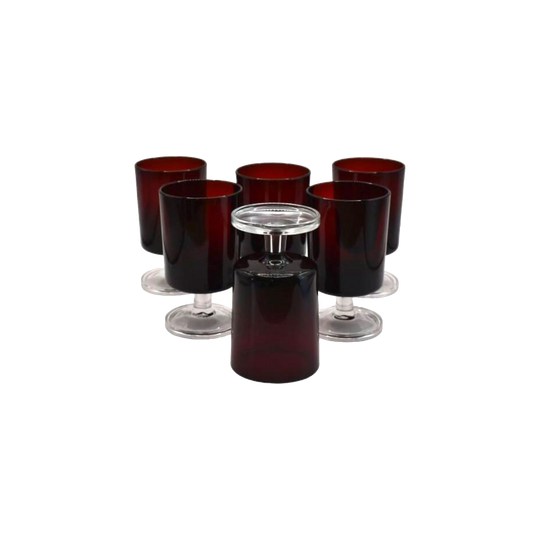Cavalier Ruby Red Glasses by Cristal D’Arques - Durand, Arcoroc Ruby Red, Luminarc Liqueur/Port Glasses. Set of 6
