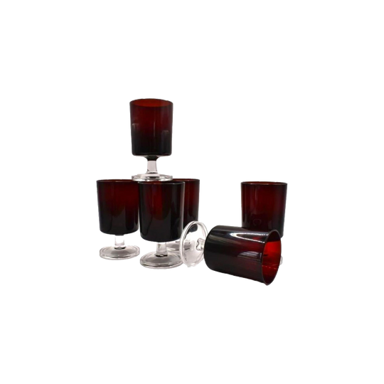 Cavalier Ruby Red Glasses by Cristal D’Arques - Durand, Arcoroc Ruby Red, Luminarc Small White Wine Glasses. Set of 6