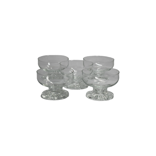 Vintage "Mirage" CROWN CORNING Clear Glass Dessert Dishes - Set of 5.