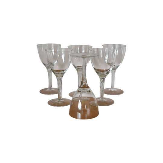 Bohemia "Belaire" Claret Wine Glasses Set of 6 Vintage Air Twist Stem Elegant Barware. By BOHEMIA CRYSTAL-CRYSTALEX