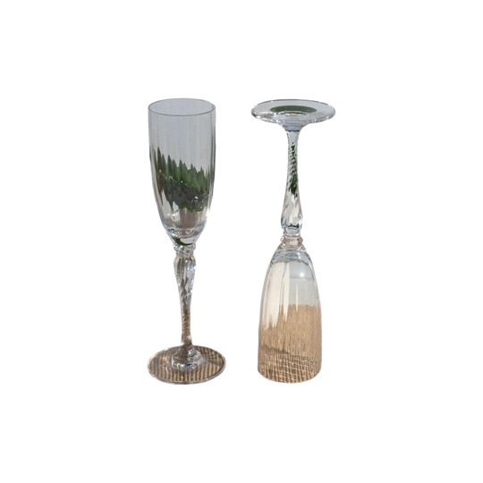 Stunning Twisted Stem Crystal Champagne Flute. Set of 2