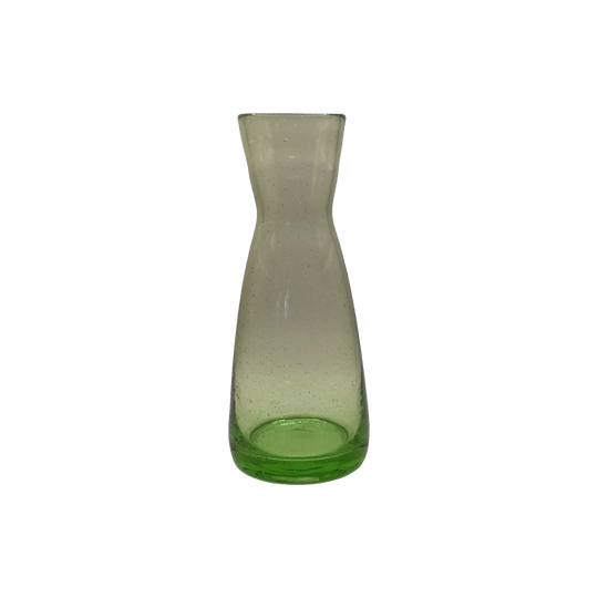 Green Hand blown bubble glass carafe. Green Vase.