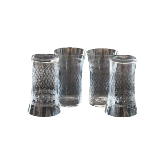 Vintage Fine Victorian Crystal Etched Tumblers/Glasses - 1925. Set of 4