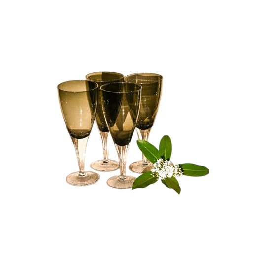 Smokey Grey Wine/Water Goblets. Set of 4