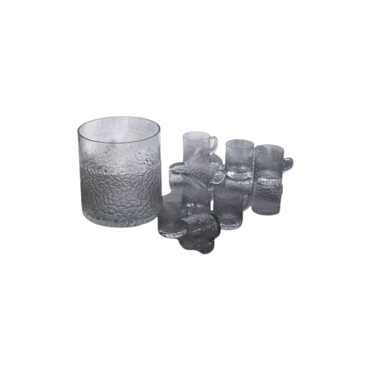 Textured Glass Punchbowl set with 12 x cups.