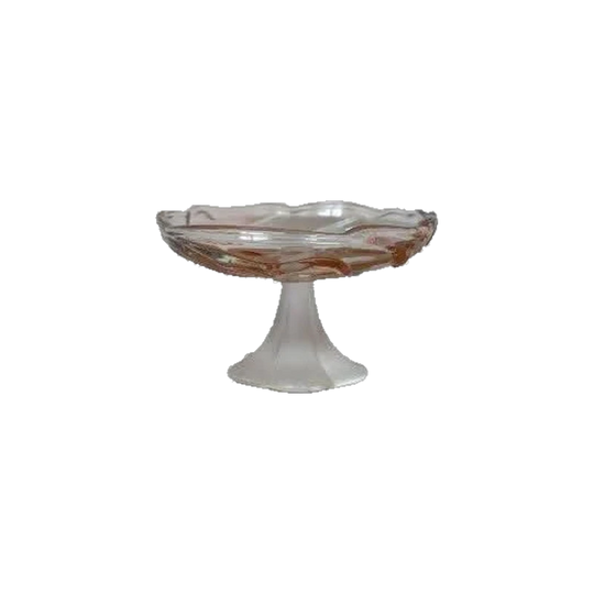 Vintage Frosted Footed Cake Stand/Serving Platter. Calla Lilly and leaf design