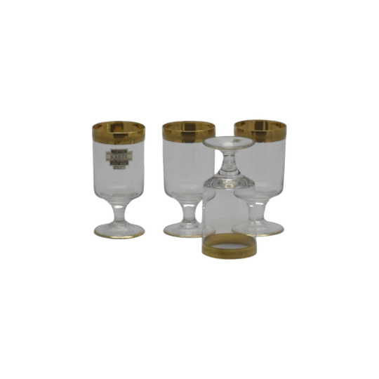 Vintage Bohemian "KAREL" Crystal Glass. Liqueur Glasses. Set of 4