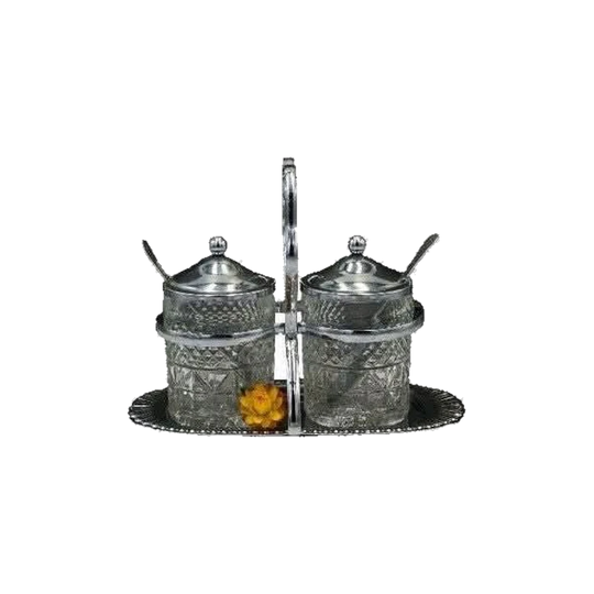 Vintage Glass and Silver Plated Jam/condiment Holder