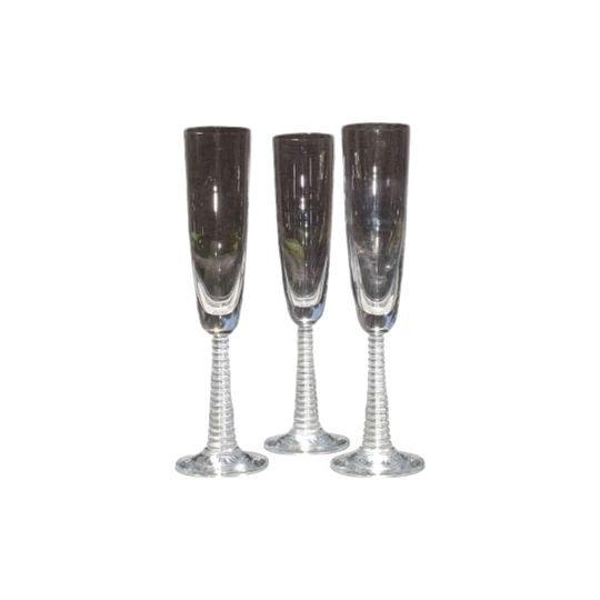 Vintage Champagne Flutes with Tall Beehive stem. Set of 3