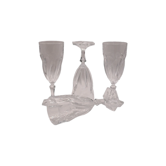 Vintage Crystal wine/champagne glasses. Hexagonal foot. Set of 4