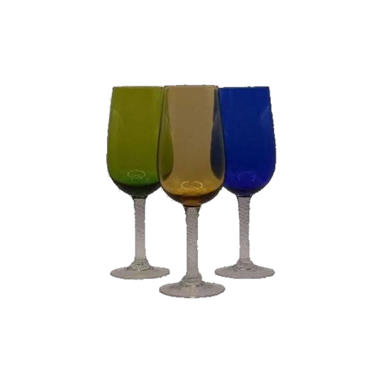 Vintage Wine Glasses with textured stem. Set of 3