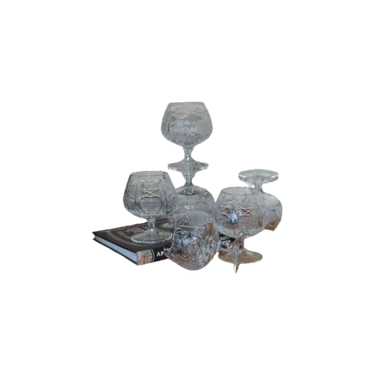 Vintage Steklarska Sola Rogaska Slatina Rocno Delo Crystal Brandy Sniffer/Cognac glasses. Set of 6