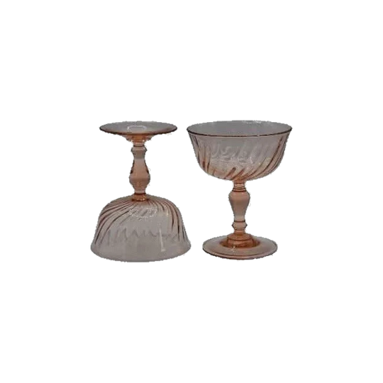 Vintage Pink Rosaline Champagne Coupes. Luminarc Blush Pink. Set of 2