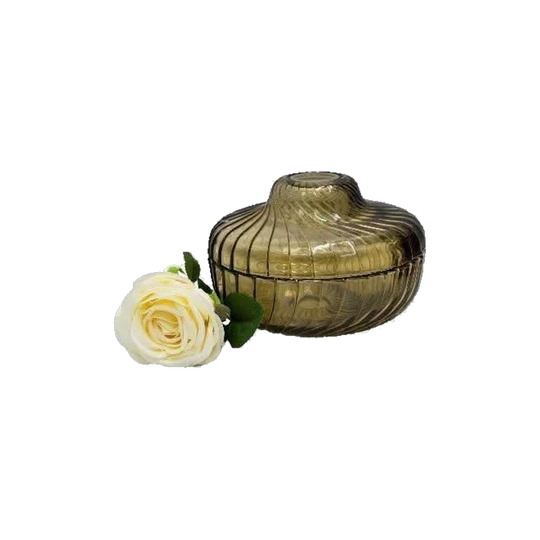 Vintage Veropa France Smokey Glass Lidded Bowl