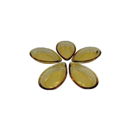 Vintage Sasaki Japaness Glass Bowls. Amber Glass. Tear Drop shape. Set of 5