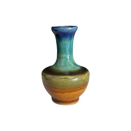 Royal Gouda Holland Vintage 1940s Rustic Glazed Pottery Mini Bud Vase, 8 cm
