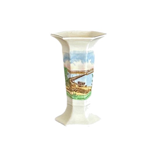 Arkinstall & Sons Arcadian Fine Bone China Souvenir Vase, Victor Harbor South Australia, 1910s, Stoke on Trent, 12 cm