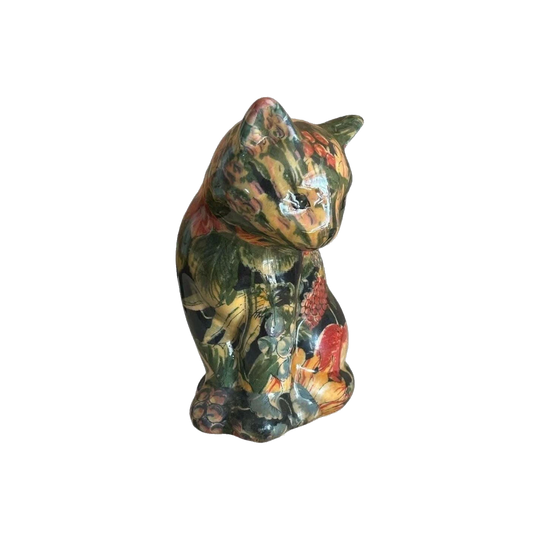 Joan Baker Designs Porcelain Patchwork Floral Ceramic Cat