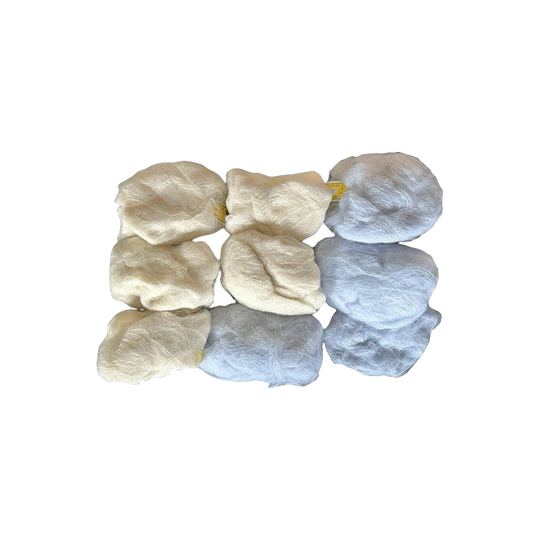 Panda Alpagua Vintage 1970s Alpaca Yarn – Blue and Cream Set of 7 Unused Skeins + 2 Partially Used Spares (80% Alpaca, 20% Nylon)