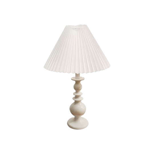 Vintage White Ceramic Table Lamp with New White Pleated Shade