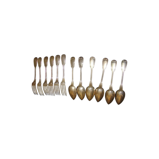 Christofle France Silver-Plated 12-Piece Fork and Spoon Set
