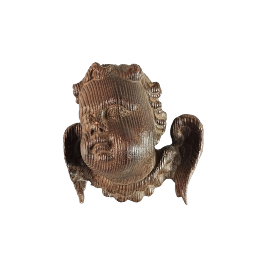 Antique French or Italian Carved Oak Cherub Head, Possibly Late 18th Century