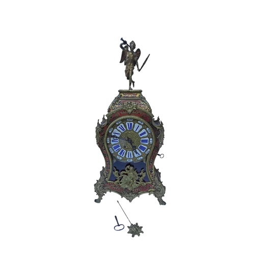 Large Antique French Boulle Clock with Bronze Mounts and Sunburst Pendulum, 73 cm H