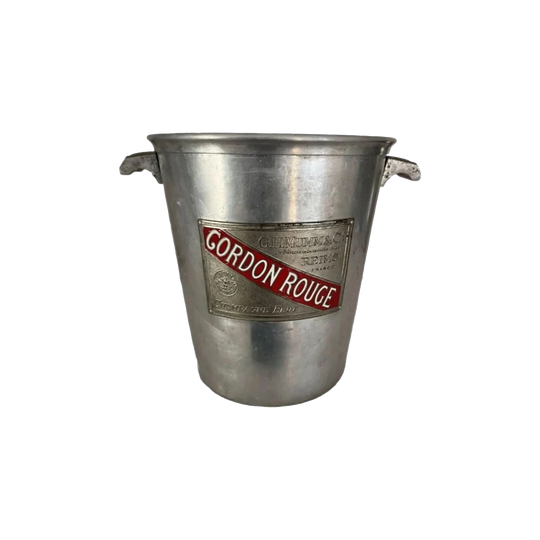 French Mumm Cordon Rouge Champagne Bucket, Aluminium with Cast Metal Handles, Made in France