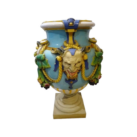 Large-Scale Antique Minton Majolica ‘Bacchus’ Floor Vase / Jardiniere, c. 1870