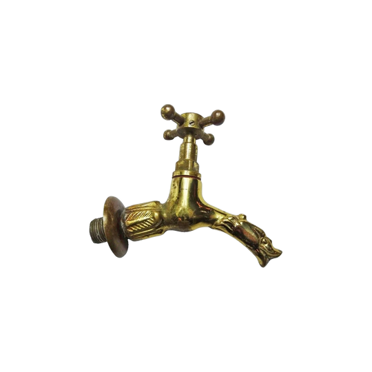 Vintage French Polished Brass Dolphin-Head Garden or Fountain Tap