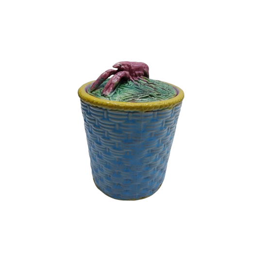 Antique George Jones Majolica Lobster Pâté Pot – Lidded Pot with Lobster Finial