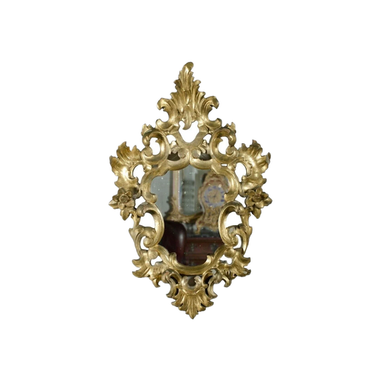 Antique Italian Baroque Carved Giltwood Wall Mirror