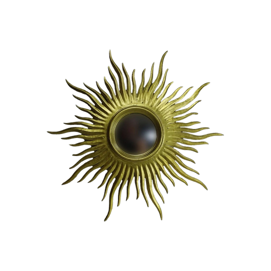Antique French Carved Giltwood Sunburst Mirror – Spider Design, 64 cm Diameter