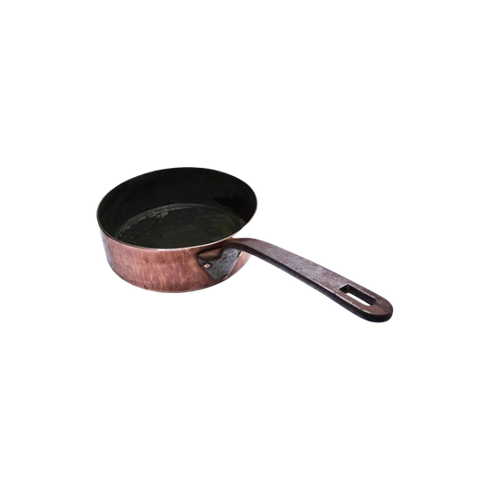 Antique French Copper Cooking Pan, Stamped 24, 24 x 8 cm, 1.85 mm Thick