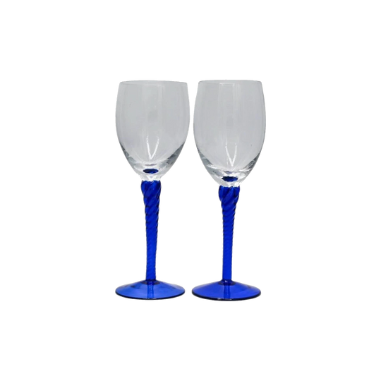 Cobalt Twisted Stem Wine Glasses