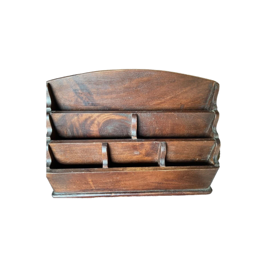 Vintage Hand-Crafted Timber Stationery / Letter Rack Desk Organiser (Probable Cedar)