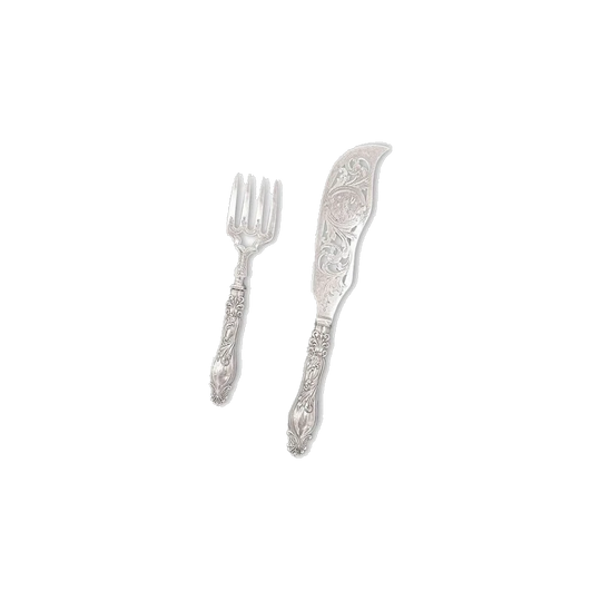Art Nouveau Silver-Plated Fish Servers, c. 1900 (Pair)